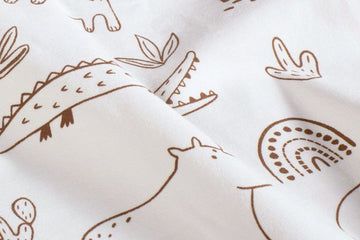 Jersey mit Safari Tieren, wollweiß, braun, 0,5 m